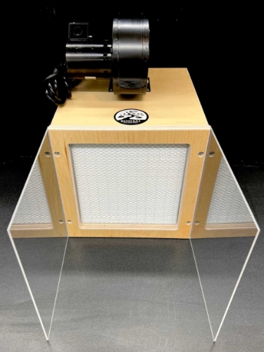 Bonsai 99.99% HEPA Horizontal Laminar Flow Hood with Natural Clear Coat Finish, providing a sterile, contamination-free workspace for mushroom cultivation and laboratory applications.