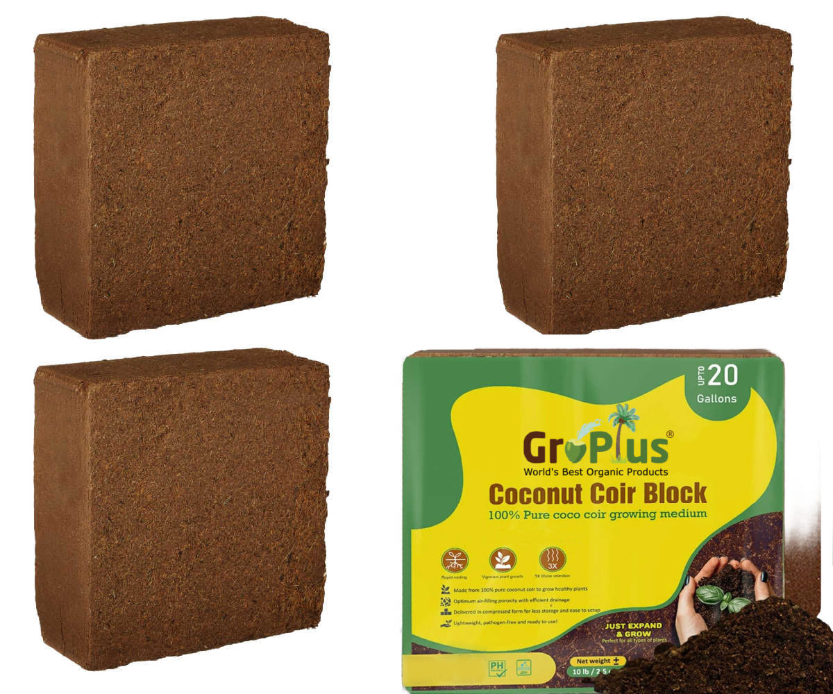 Coco Coir Brick (4-Pack) Gro-Plus 5kg Premium 10 Pound Coir Block Bundle 10 pound, 10 lb, 5kg Coco Coir, premium coir bricks, natural substrate, mushrooms, healthy growth, eco-friendly, water retention, aeration properties, plant development, cost-effective, versatile option, sustainability, quality, compressed block, coconut coir, growing medium, soilless, standalone, soil amendment, soil structure, nutrient availability, environmentally conscious growers