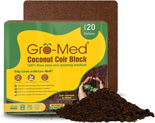 Coco Coir Brick Gro-Med 5kg Premium Organic 10 Pound Coir Block  10 pound, 10 lb, 5kg Coco Coir, premium coir bricks, natural substrate, mushrooms, healthy growth, eco-friendly, water retention, aeration properties, plant development, cost-effective, versatile option, sustainability, quality, compressed block, coconut coir, growing medium, soilless, standalone, soil amendment, soil structure, nutrient availability, environmentally conscious growers