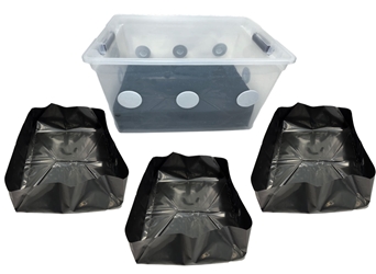 Large Pre-Cut Monotub Liners (3-Pack) Fits Most Totes 50-66 Quart  Monotub liners, pre-cut liners, durable liners, UV-C sterilized liners, reusable liners, large-sized liners, tote sizes, mushroom cultivation, sterile environment, humidity levels, substrate, plastic bag, additional insulation, hassle-free solution, time-saving, money-saving, protective barrier, controlled environment, easy harvest, food-safe plastic
